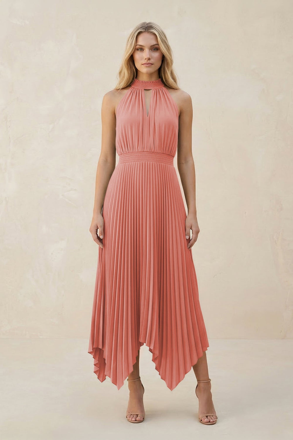 Halter Neck Pleated A - Line Chiffon Bridesmaid Dress in Mulberry - KISS BRIDAL Bridesmaid Dresses