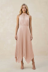 Halter Neck Pleated A - Line Chiffon Bridesmaid Dress in Pale Blush - KISS BRIDAL Bridesmaid Dresses