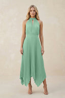 Halter Neck Pleated A - Line Chiffon Bridesmaid Dress in Pale Pistachio - SHE IS ME Bridesmaid Dresses