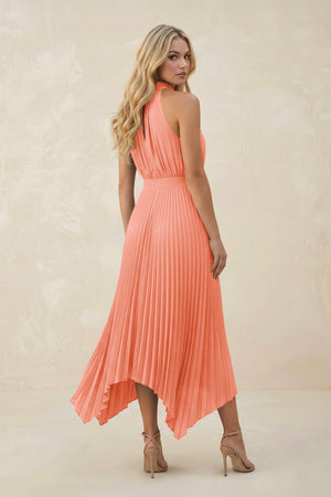 Halter Neck Pleated A - Line Chiffon Bridesmaid Dress in Rosette - SHE IS ME Bridesmaid Dresses