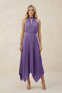 Halter Neck Pleated A - Line Chiffon Bridesmaid Dress in Tahiti - SHE IS ME Bridesmaid Dresses