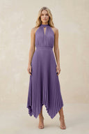 Halter Neck Pleated A-Line Chiffon Bridesmaid Dress in Tahiti | KISSBRIDAL