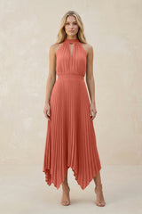 Halter Neck Pleated A - Line Chiffon Bridesmaid Dress in Wild Rose - KISS BRIDAL Bridesmaid Dresses