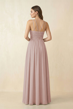 Halter Pleated A - Line Chiffon Bridesmaid Dress in Toffee - SHE IS ME Bridesmaid Dresses
