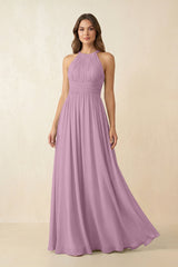 Halter Pleated A - Line Chiffon Bridesmaid Dress in Wisteria - KISS BRIDAL Bridesmaid Dresses