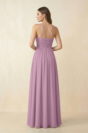 Halter Pleated A - Line Chiffon Bridesmaid Dress in Wisteria - SHE IS ME Bridesmaid Dresses