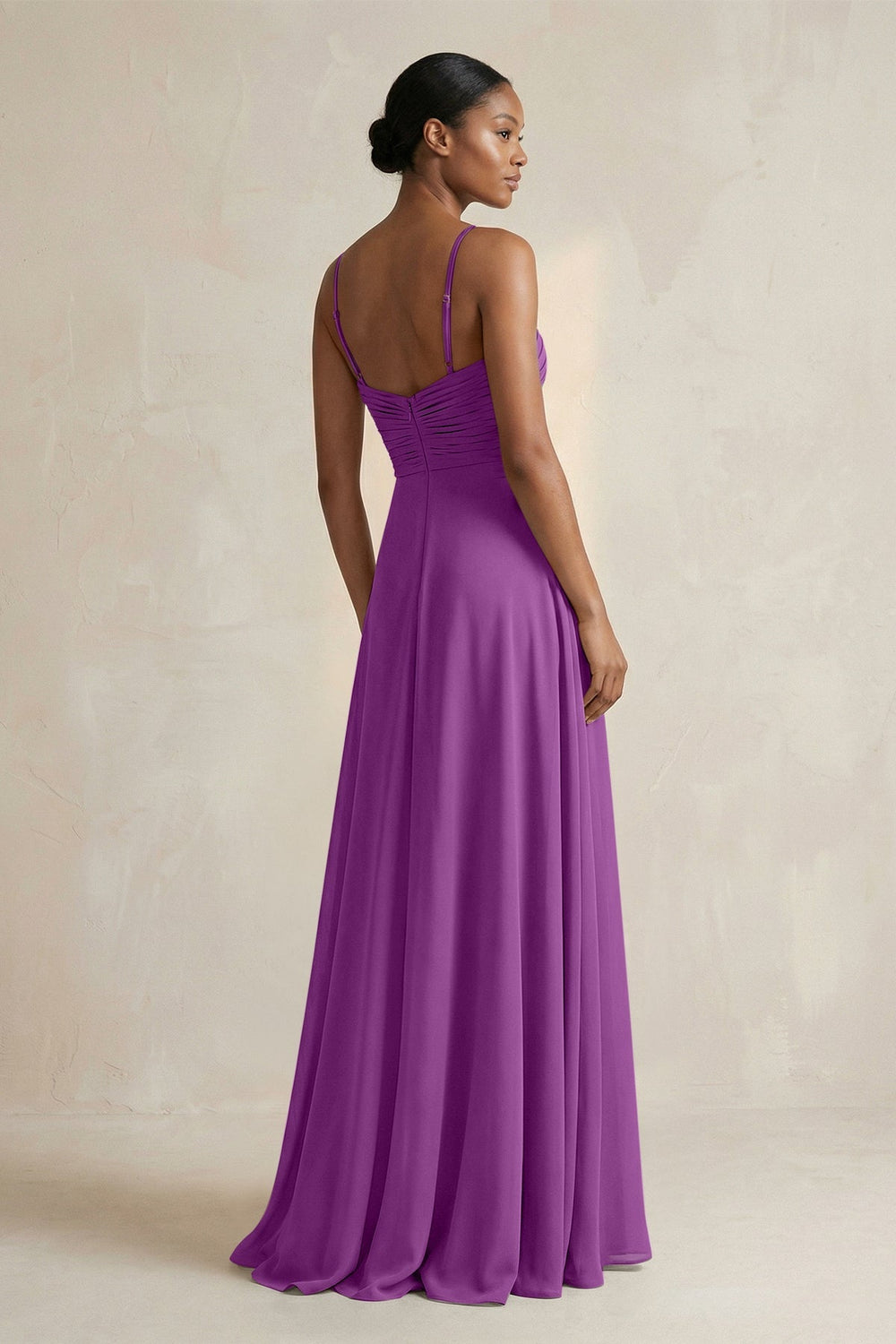 Halter Pleated Chiffon A - Line Bridesmaid Dress in Amethyst - KISS BRIDAL Bridesmaid Dresses
