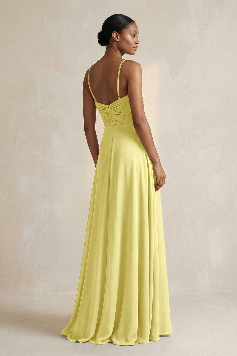 Halter Pleated Chiffon A - Line Bridesmaid Dress in Buttercup - KISS BRIDAL Bridesmaid Dresses