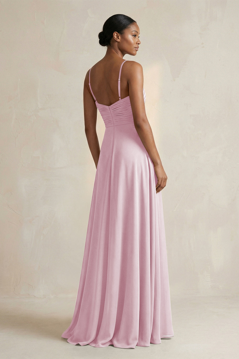 Halter Pleated Chiffon A-Line Bridesmaid Dress in Candy Pink