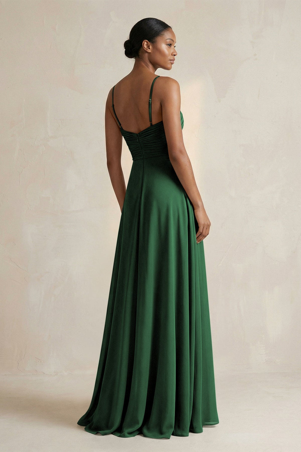 Halter Pleated Chiffon A - Line Bridesmaid Dress in Dark Green - KISS BRIDAL Bridesmaid Dresses