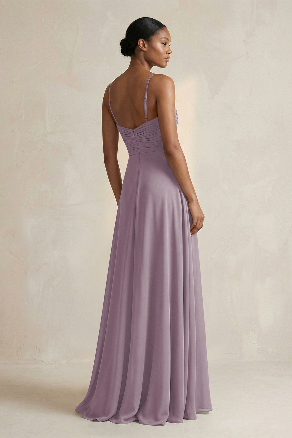 Halter Pleated Chiffon A-Line Bridesmaid Dress in Dusk