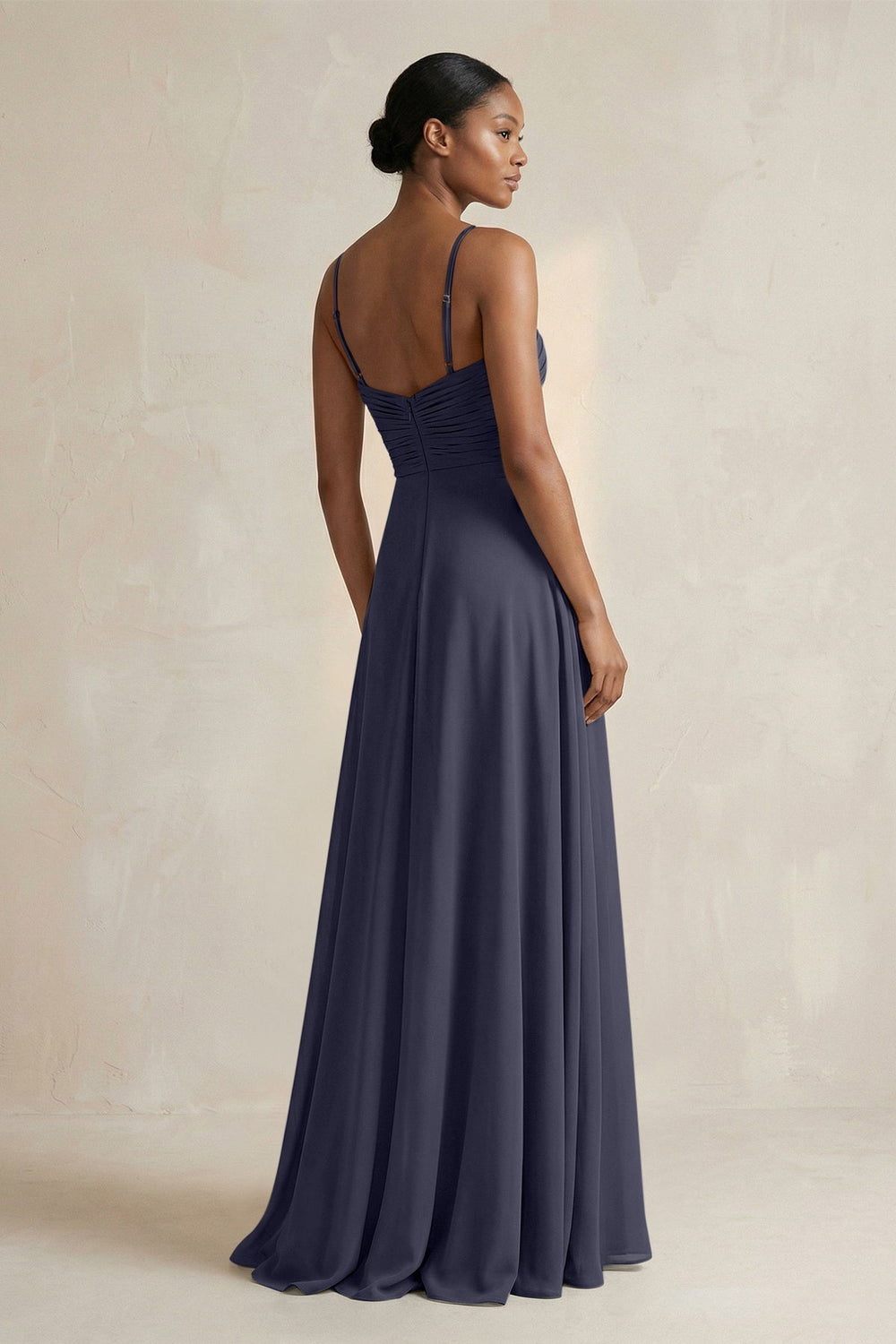 Halter Pleated Chiffon A - Line Bridesmaid Dress in Dusk Blue - KISS BRIDAL Bridesmaid Dresses