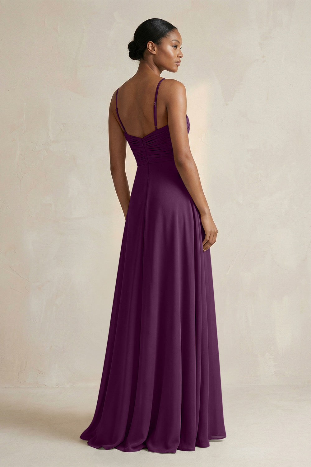 Halter Pleated Chiffon A-Line Bridesmaid Dress in Fig