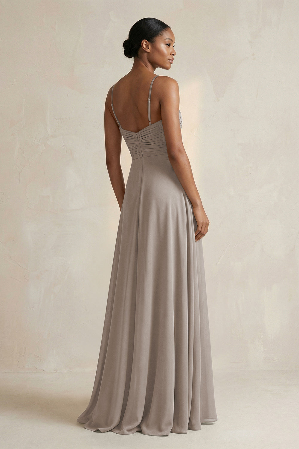 Halter Pleated Chiffon A-Line Bridesmaid Dress in Frost