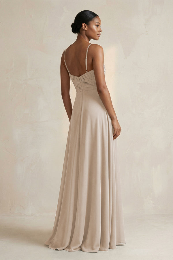 Halter Pleated Chiffon A - Line Bridesmaid Dress in Frost - KISS BRIDAL Bridesmaid Dresses