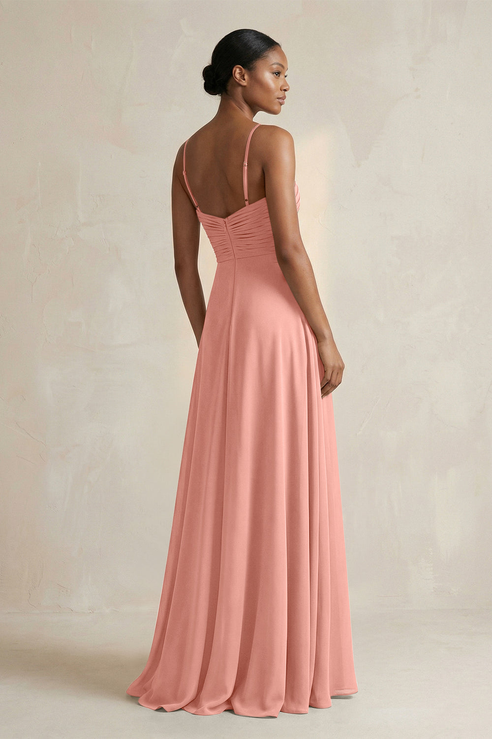 Halter Pleated Chiffon A-Line Bridesmaid Dress in Rosette