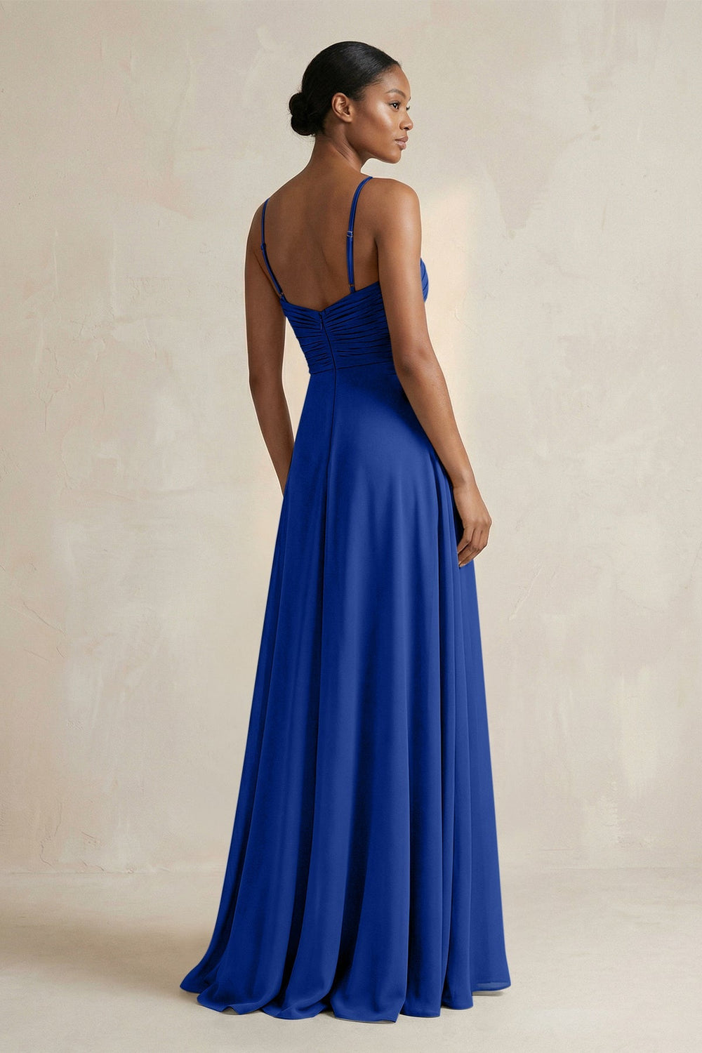 Halter Pleated Chiffon A - Line Bridesmaid Dress in Royal Blue - KISS BRIDAL Bridesmaid Dresses