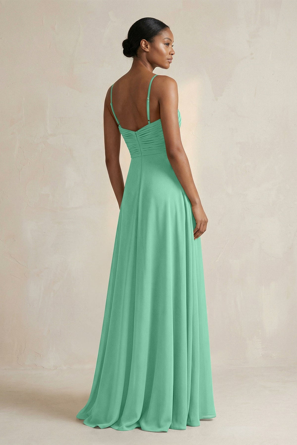 Halter Pleated Chiffon A - Line Bridesmaid Dress in Turquoise - KISS BRIDAL Bridesmaid Dresses