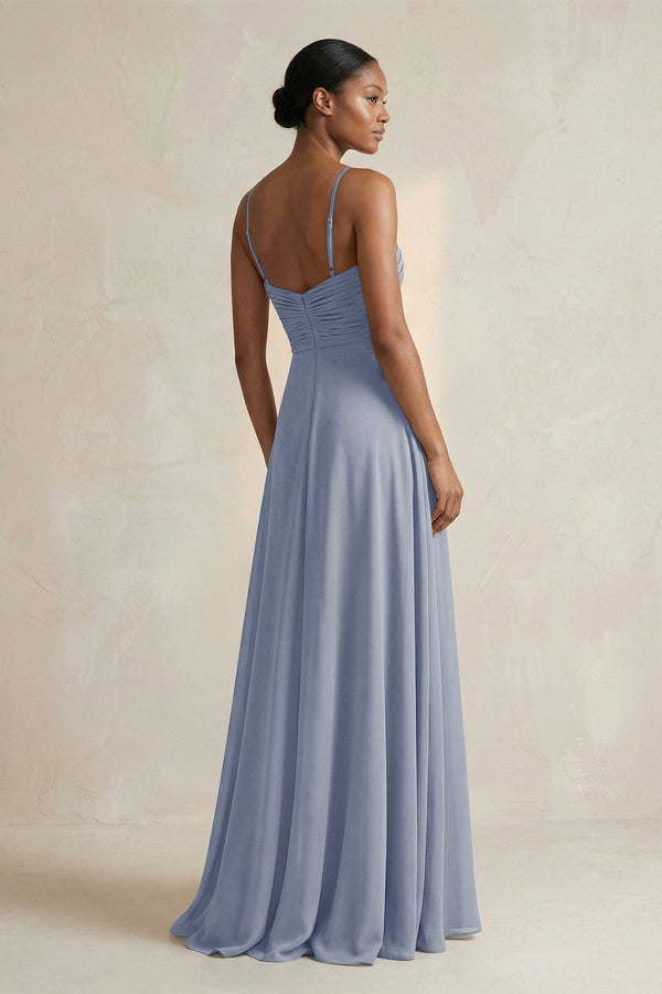 Halter Pleated Chiffon A - Line Bridesmaid Dress in Twilight - SHE IS ME Bridesmaid Dresses