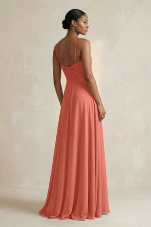 Halter Pleated Chiffon A - Line Bridesmaid Dress in Wild Rose - SHE IS ME Bridesmaid Dresses