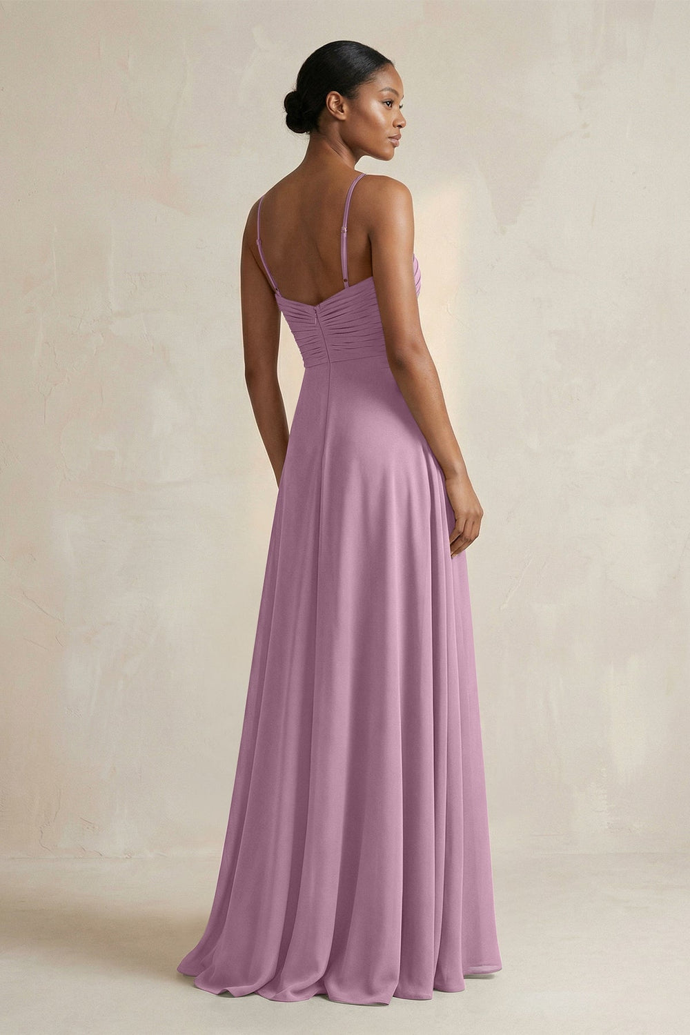Halter Pleated Chiffon A - Line Bridesmaid Dress in Wisteria - KISS BRIDAL Bridesmaid Dresses
