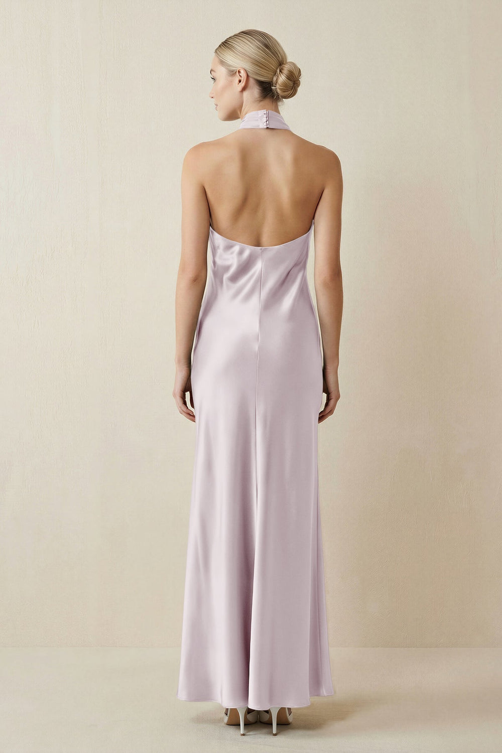 Halter Sheath Satin Bridesmaid Dress in Dusk - KISS BRIDAL Bridesmaid Dresses