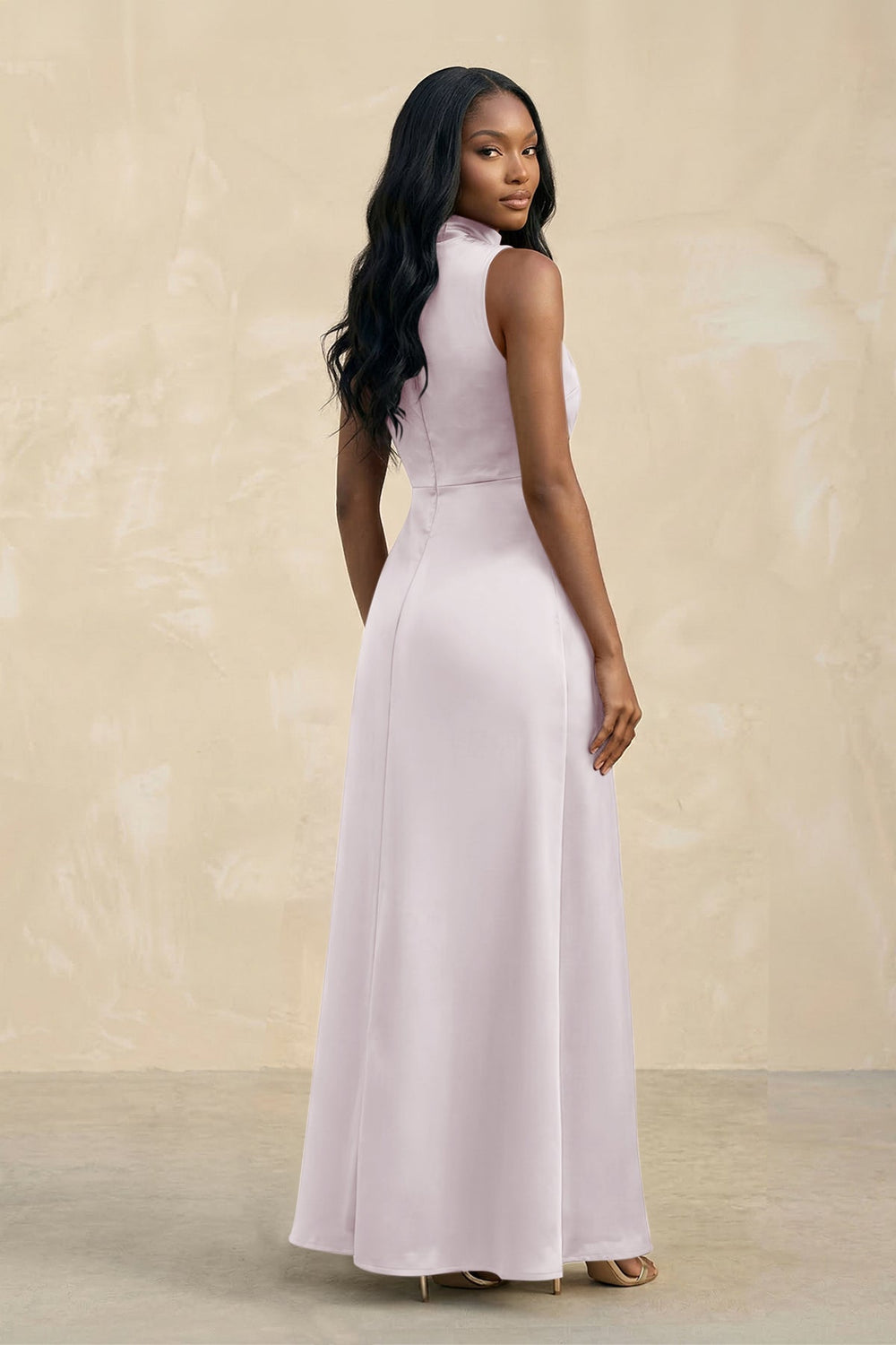 High Neck A - Line Bridesmaid Dress Wiht Slit in Dusk - KISS BRIDAL Bridesmaid Dresses