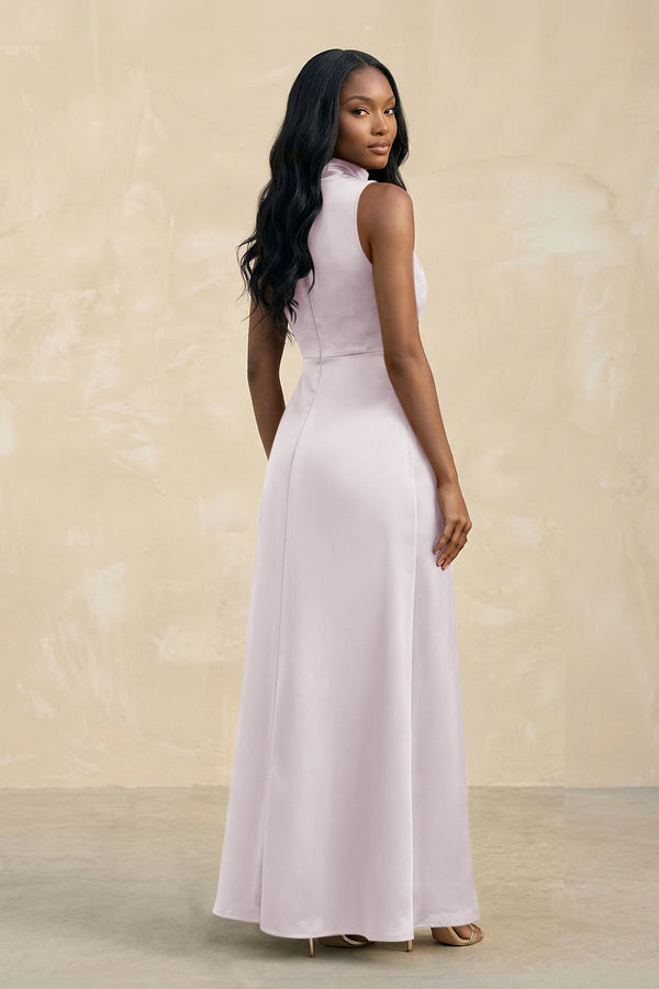 High Neck A - Line Bridesmaid Dress Wiht Slit in Dusk - KISS BRIDAL Bridesmaid Dresses