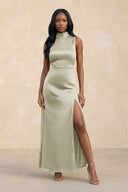High Neck A - Line Bridesmaid Dress Wiht Slit in Frost - KISS BRIDAL Bridesmaid Dresses