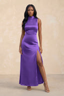 High Neck A - Line Bridesmaid Dress Wiht Slit in Tahiti - KISS BRIDAL Bridesmaid Dresses