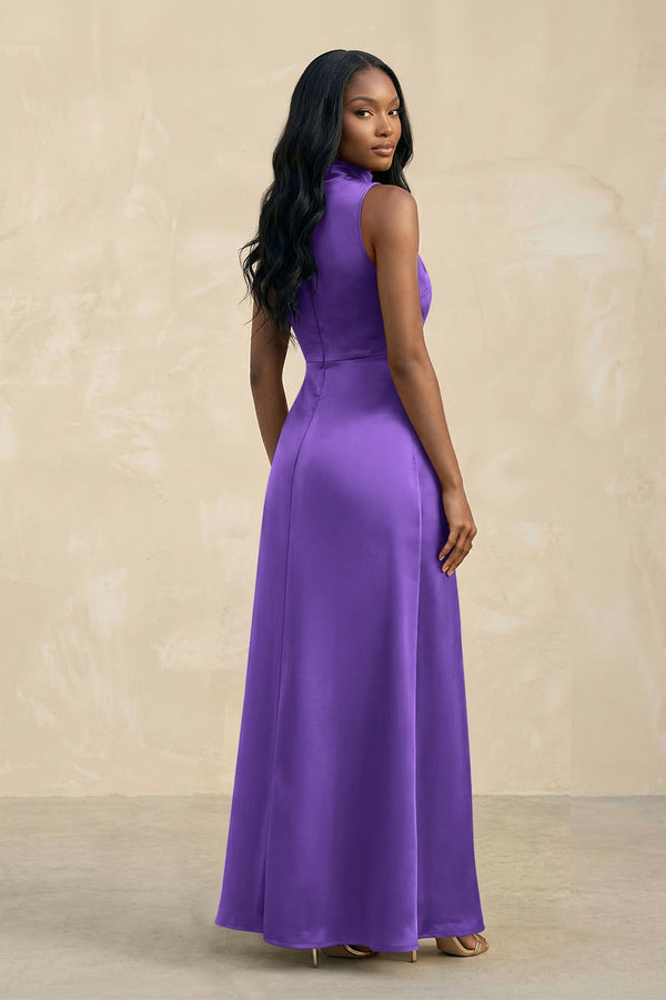 High Neck A - Line Bridesmaid Dress Wiht Slit in Tahiti - KISS BRIDAL Bridesmaid Dresses