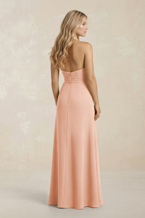High Neck Chiffon Sheath Ruched Bridesmaid Dress in English Rose - SHE IS ME Bridesmaid Dresses