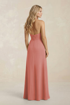 High Neck Chiffon Sheath Ruched Bridesmaid Dress in Mulberry (2) | KISSBRIDAL