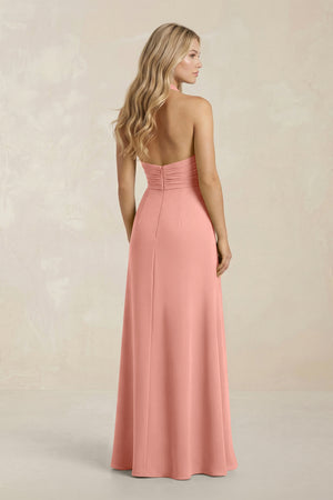 High Neck Chiffon Sheath Ruched Bridesmaid Dress in Rosette (2) | KISSBRIDAL