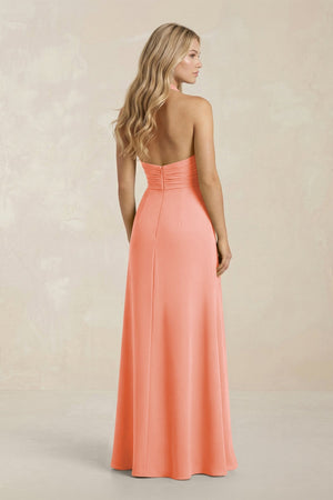 High Neck Chiffon Sheath Ruched Bridesmaid Dress in Rosette - SHE IS ME Bridesmaid Dresses