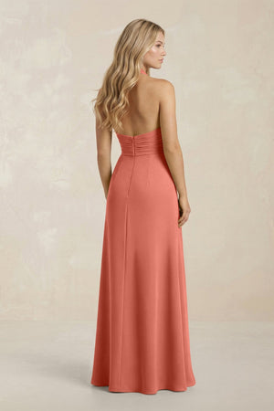 High Neck Chiffon Sheath Ruched Bridesmaid Dress in Wild Rose - SHE IS ME Bridesmaid Dresses