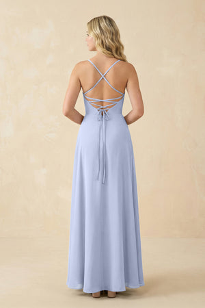 Ice A-Line Chiffon Spaghetti Strap Bridesmaid Dress (2) | KISSBRIDAL