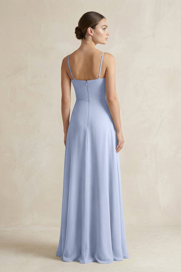 Ice A-Line Chiffon Spaghetti Strap Bridesmaid Dress (2) | KISSBRIDAL