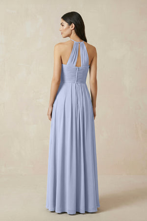 Ice A-Line Halter Neck Pleated Chiffon Bridesmaid Dress (2) | KISSBRIDAL