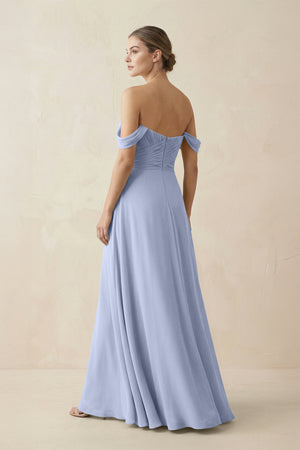 Ice A-Line Off-the-Shoulder Chiffon Bridesmaid Dress (2) | KISSBRIDAL