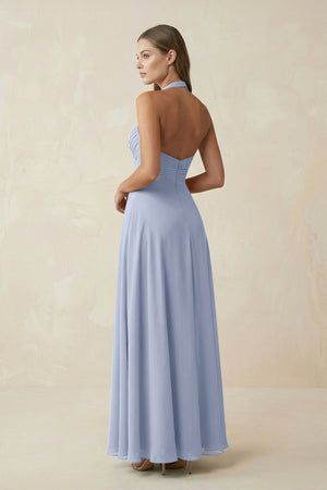 Ice A-Line Pleated Chiffon V-Neck Bridesmaid Dress (2) | KISSBRIDAL