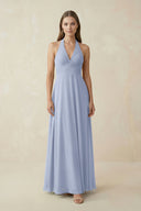 Ice A-Line Pleated Chiffon V-Neck Bridesmaid Dress | KISSBRIDAL