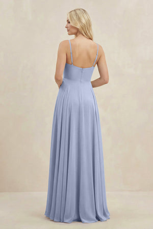 Ice A-Line Spaghetti Strap Chiffon Bridesmaid Dress (2) | KISSBRIDAL