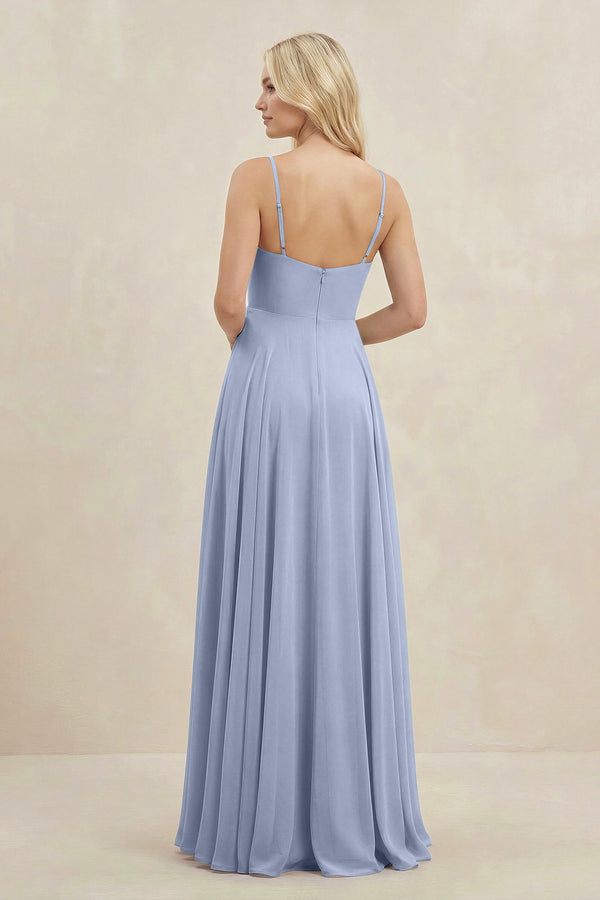 Ice A-Line Spaghetti Strap Chiffon Bridesmaid Dress (2) | KISSBRIDAL