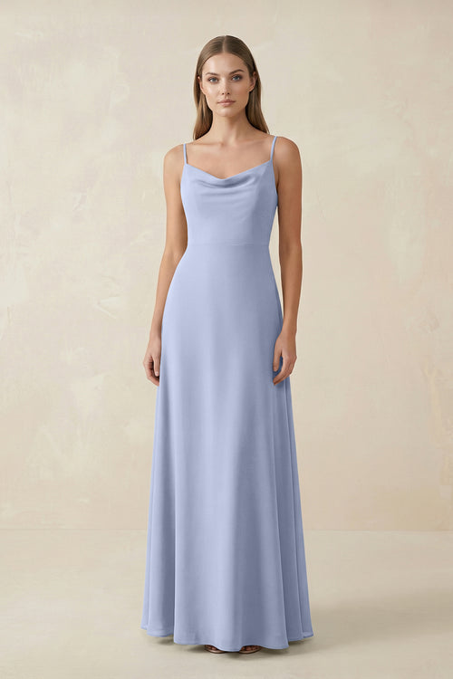 Ice Cami Strap A-Line Chiffon Bridesmaid Dress | KISSBRIDAL