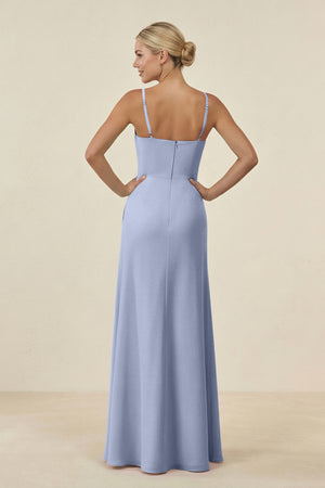 Ice Cami Strap Chiffon Sheath Bridesmaid Gown (2) | KISSBRIDAL