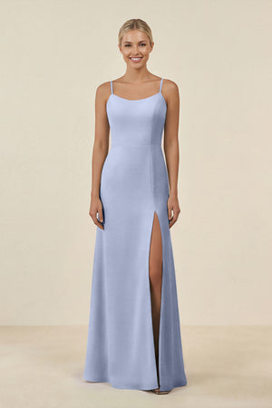 Ice Cami Strap Chiffon Sheath Bridesmaid Gown | KISSBRIDAL