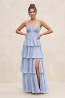Ice Cami Strap Tiered A-Line Chiffon Bridesmaid Dress | KISSBRIDAL