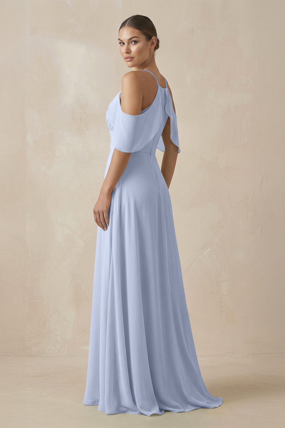 Chiffon A-Line Long Bridesmaid Dress in Ice