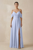 Ice Chiffon A-Line Long Bridesmaid Dress | KISSBRIDAL